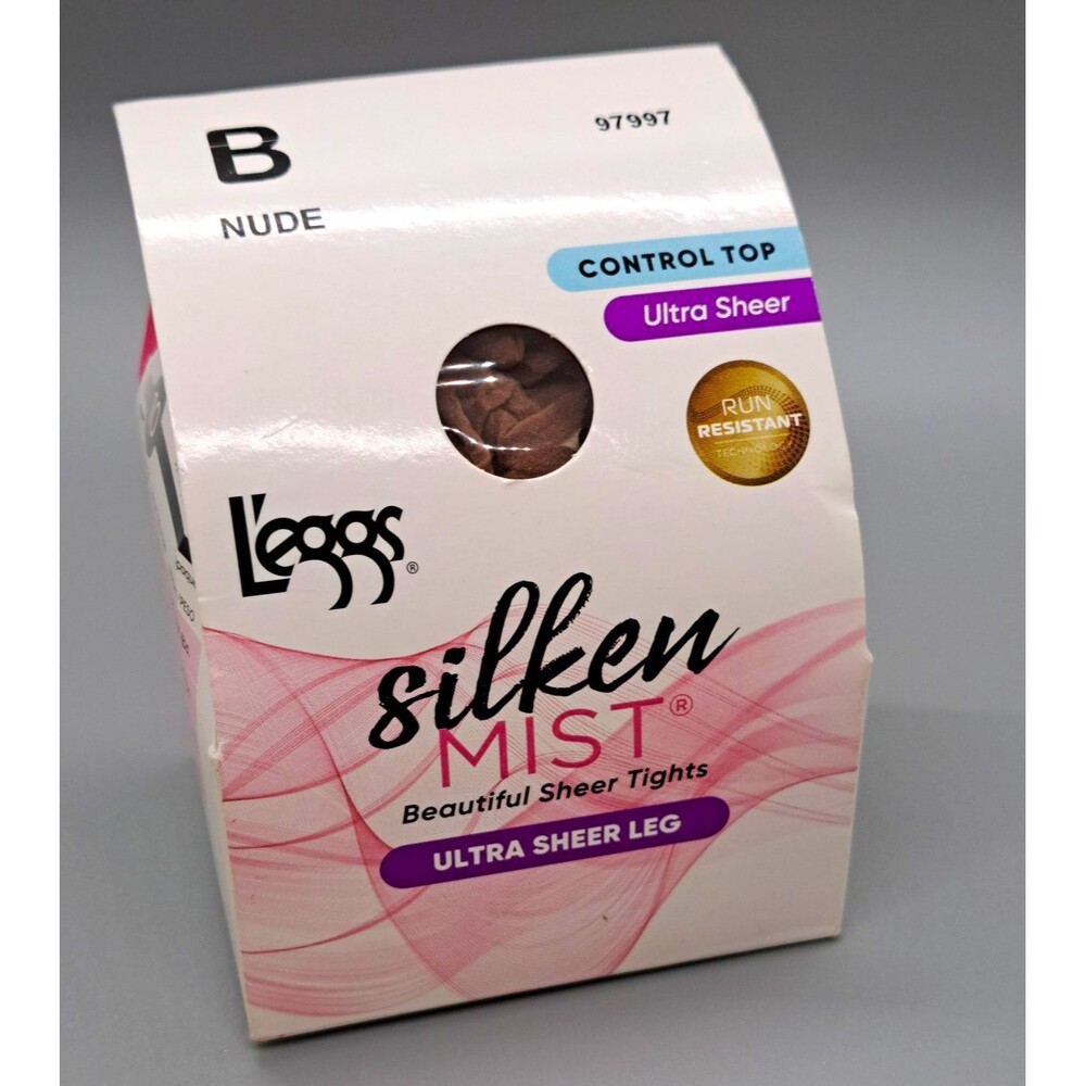 L'eggs Silken Mist Ultra Sheer Control Top Tights Nude Size B 10 Denier 1 Pair